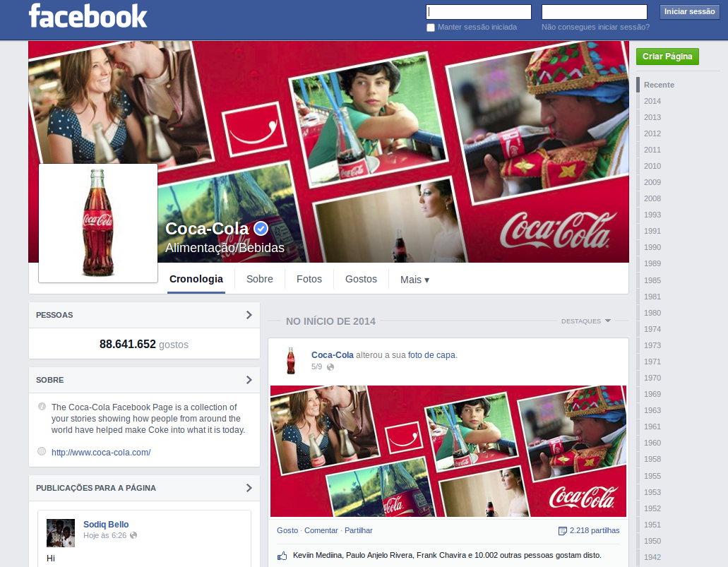 Facebook Coca-cola